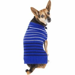Discount โค๏ธ Petco Bond & Co. Blue Knit Striped ๐ถ Dog Sweater, Medium ๐