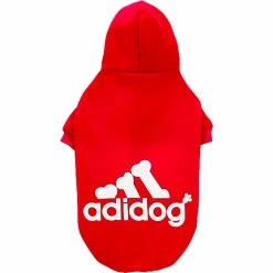 Deals 🤩 Fresh Pawz Adidog Red Logo Pet Hoodie 😀